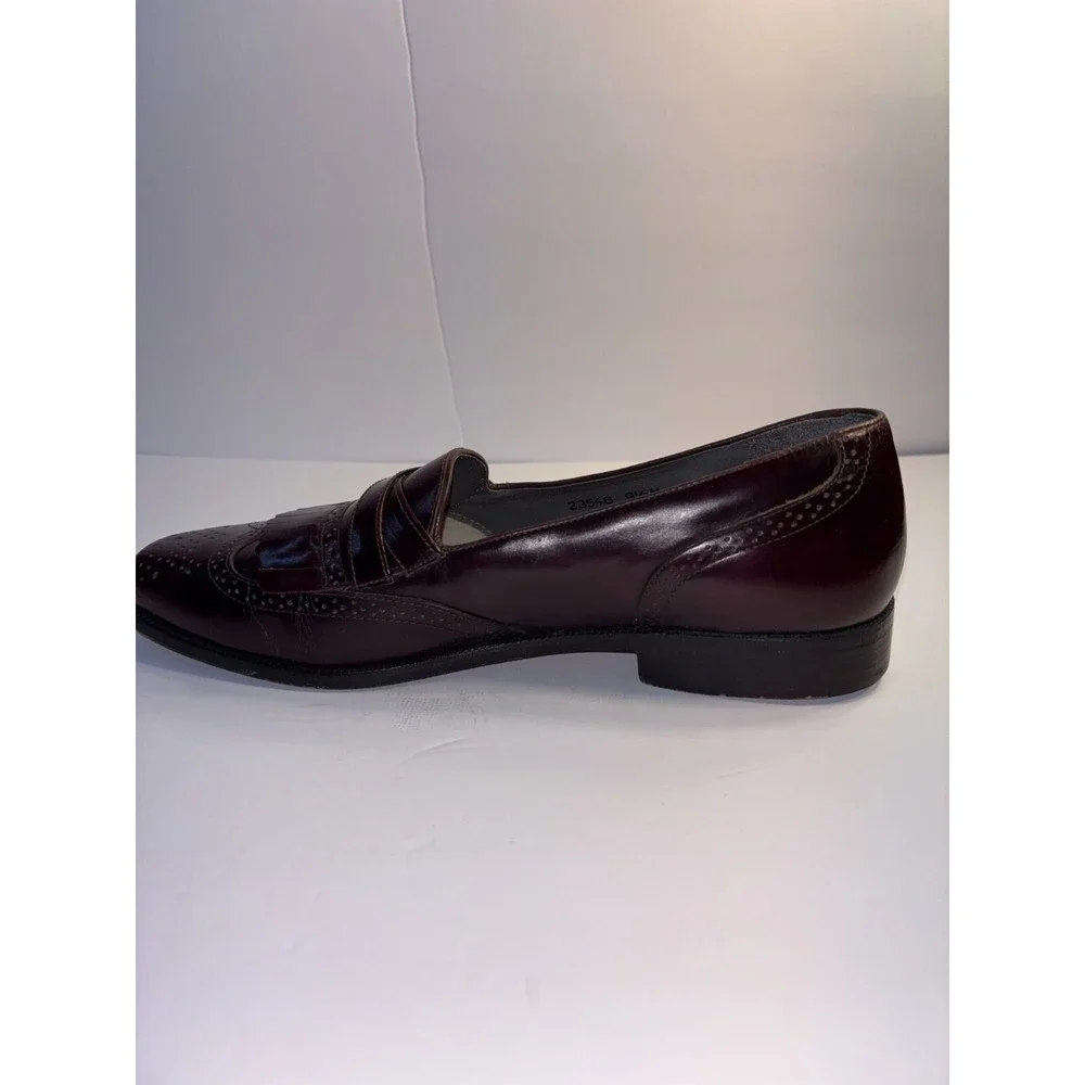 Stacy Adams Dress Shoes Men's 9.5M Brown Leather Nashua Wingtip Longwing Slip On